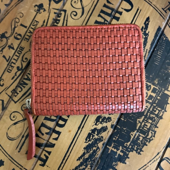 Veev | Bags | Veev Weaved Genuine Leather Ziparound Wallet Saffron ...